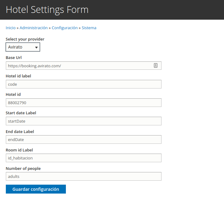 Introweb - Hotel settings